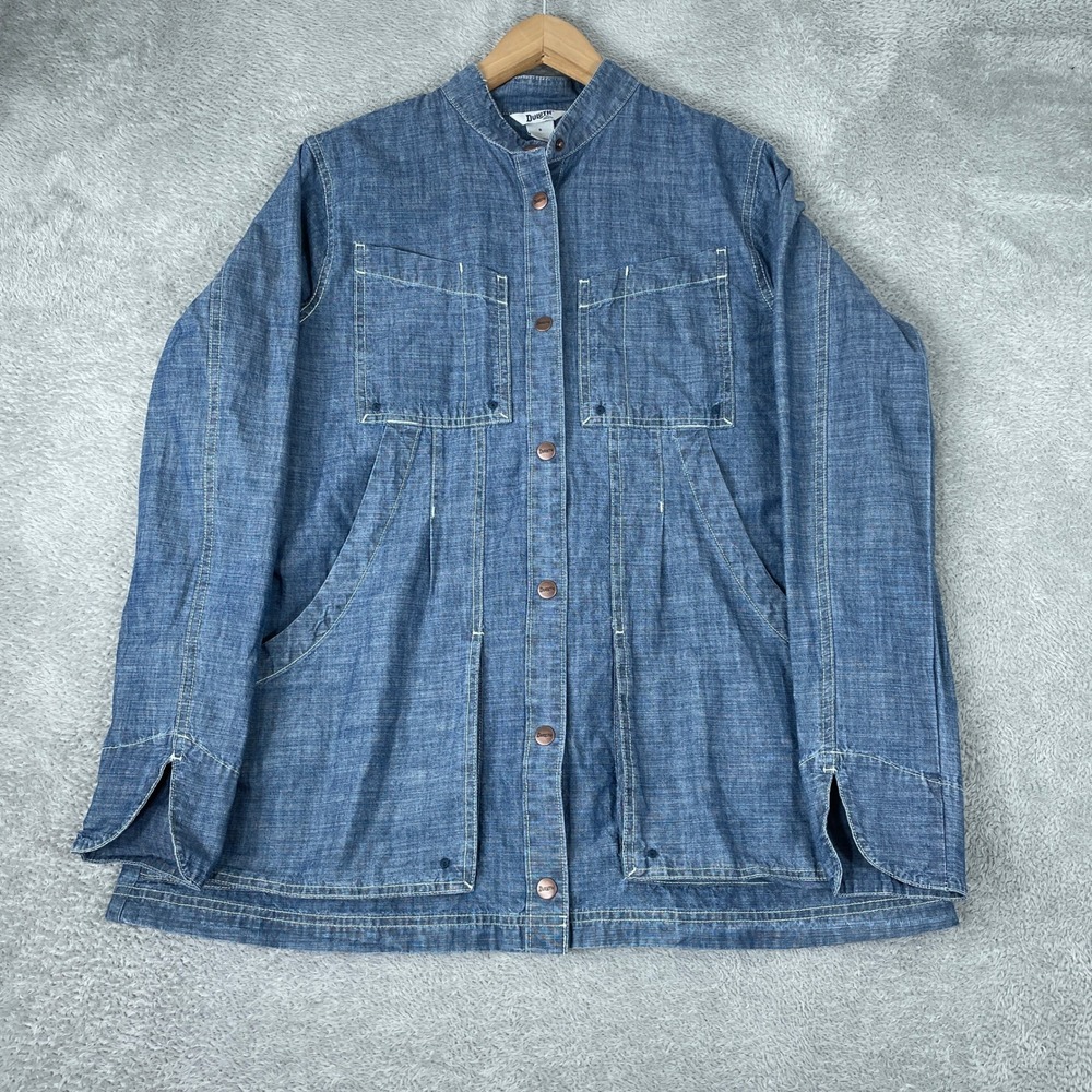Duluth Trading Co Shirt Mens Small Blue Organic Cotton Chambray Chore Workwear